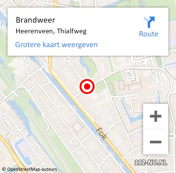 Locatie op kaart van de 112 melding: Brandweer Heerenveen, Thialfweg op 30 juni 2021 09:11