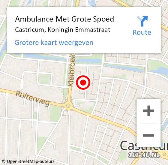 Locatie op kaart van de 112 melding: Ambulance Met Grote Spoed Naar Castricum, Koningin Emmastraat op 30 juni 2021 09:15