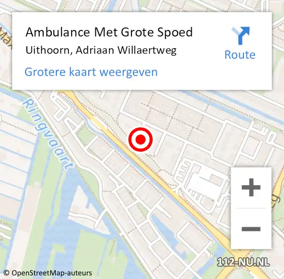 Locatie op kaart van de 112 melding: Ambulance Met Grote Spoed Naar Uithoorn, Adriaan Willaertweg op 14 juni 2014 20:20