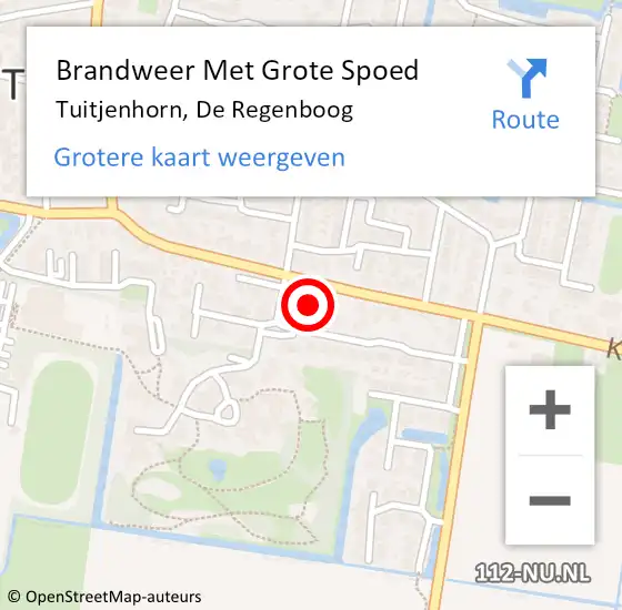 Locatie op kaart van de 112 melding: Brandweer Met Grote Spoed Naar Tuitjenhorn, De Regenboog op 30 juni 2021 10:04