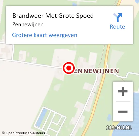 Locatie op kaart van de 112 melding: Brandweer Met Grote Spoed Naar Zennewijnen op 30 juni 2021 10:07