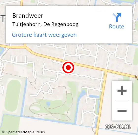 Locatie op kaart van de 112 melding: Brandweer Tuitjenhorn, De Regenboog op 30 juni 2021 10:10