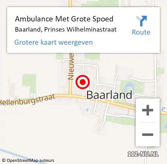 Locatie op kaart van de 112 melding: Ambulance Met Grote Spoed Naar Baarland, Prinses Wilhelminastraat op 14 juni 2014 20:26