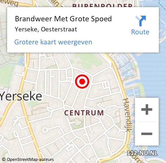 Locatie op kaart van de 112 melding: Brandweer Met Grote Spoed Naar Yerseke, Oesterstraat op 30 juni 2021 10:38