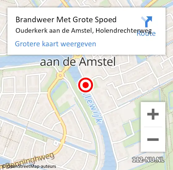 Locatie op kaart van de 112 melding: Brandweer Met Grote Spoed Naar Ouderkerk aan de Amstel, Holendrechterweg op 30 juni 2021 10:38