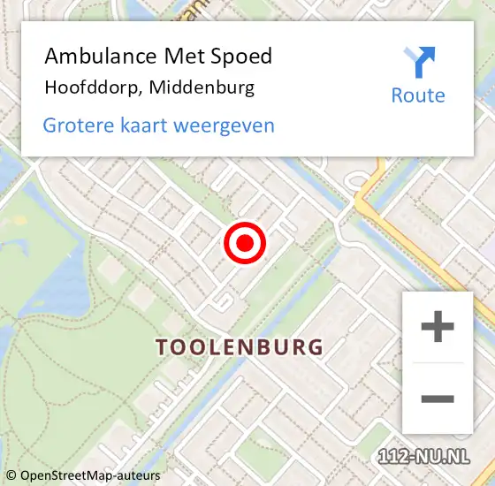 Locatie op kaart van de 112 melding: Ambulance Met Spoed Naar Hoofddorp, Middenburg op 30 juni 2021 10:47