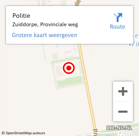 Locatie op kaart van de 112 melding: Politie Zuiddorpe, Provinciale weg op 30 juni 2021 11:05