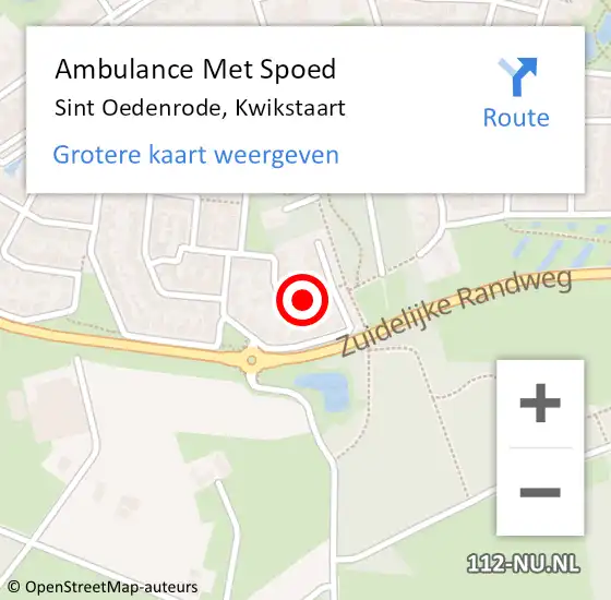 Locatie op kaart van de 112 melding: Ambulance Met Spoed Naar Sint Oedenrode, Kwikstaart op 14 juni 2014 20:34