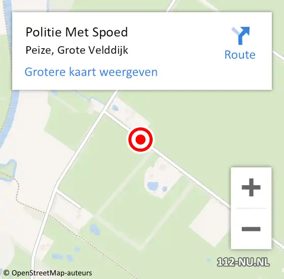 Locatie op kaart van de 112 melding: Politie Met Spoed Naar Peize, Grote Velddijk op 30 juni 2021 11:16