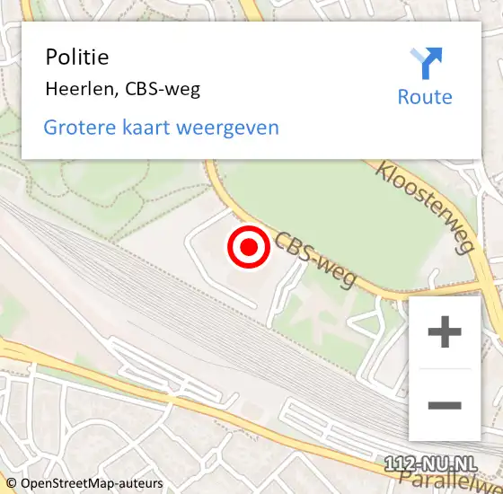 Locatie op kaart van de 112 melding: Politie Heerlen, CBS-weg op 30 juni 2021 11:55