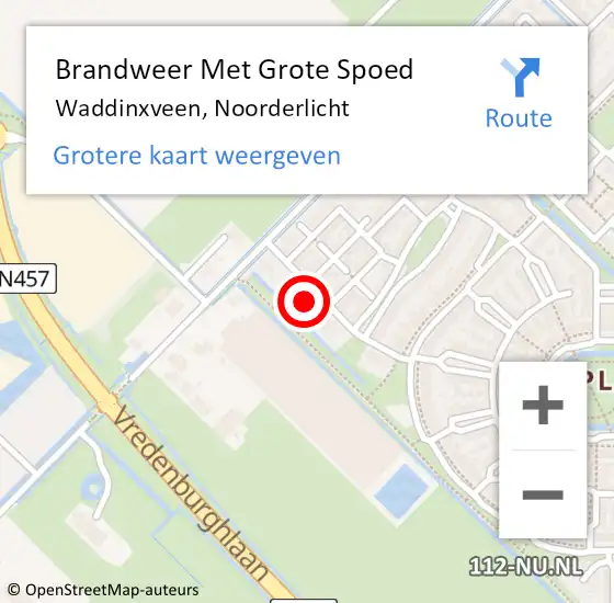 Locatie op kaart van de 112 melding: Brandweer Met Grote Spoed Naar Waddinxveen, Noorderlicht op 30 juni 2021 11:59