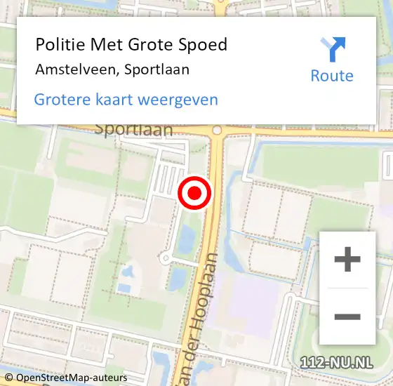 Locatie op kaart van de 112 melding: Politie Met Grote Spoed Naar Amstelveen, Sportlaan op 30 juni 2021 12:10