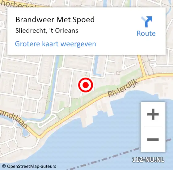 Locatie op kaart van de 112 melding: Brandweer Met Spoed Naar Sliedrecht, 't Orleans op 30 juni 2021 12:24