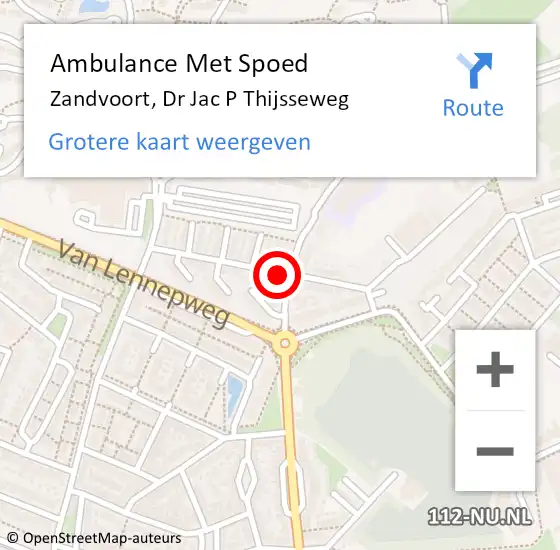 Locatie op kaart van de 112 melding: Ambulance Met Spoed Naar Zandvoort, Dr Jac P Thijsseweg op 30 juni 2021 12:25