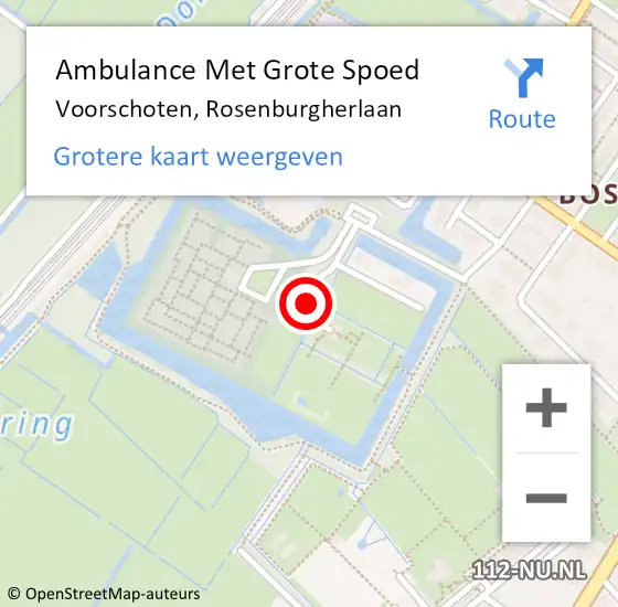 Locatie op kaart van de 112 melding: Ambulance Met Grote Spoed Naar Voorschoten, Rosenburgherlaan op 30 juni 2021 12:30