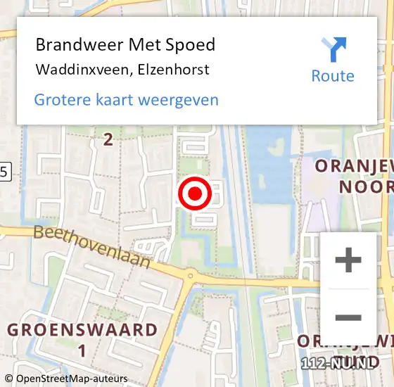 Locatie op kaart van de 112 melding: Brandweer Met Spoed Naar Waddinxveen, Elzenhorst op 14 juni 2014 20:49