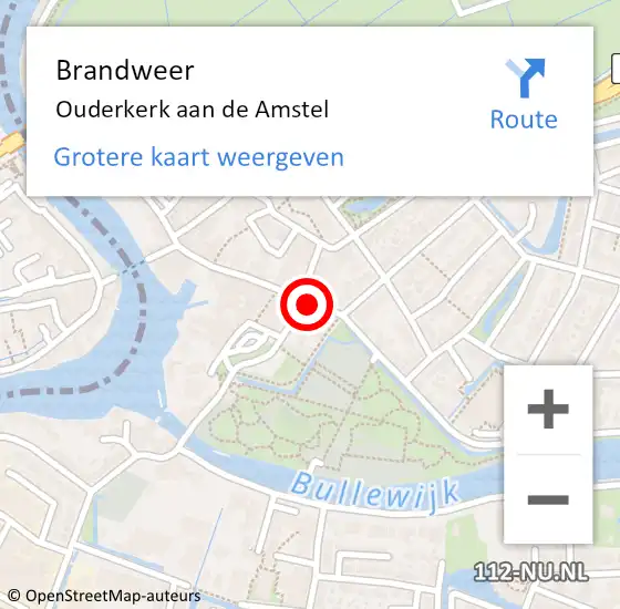 Locatie op kaart van de 112 melding: Brandweer Ouderkerk aan de Amstel op 14 juni 2014 20:49