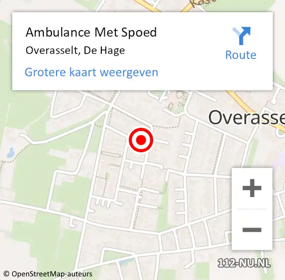 Locatie op kaart van de 112 melding: Ambulance Met Spoed Naar Overasselt, De Hage op 30 juni 2021 12:37