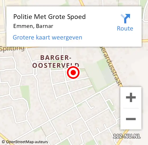 Locatie op kaart van de 112 melding: Politie Met Grote Spoed Naar Emmen, Barnar op 30 juni 2021 12:38