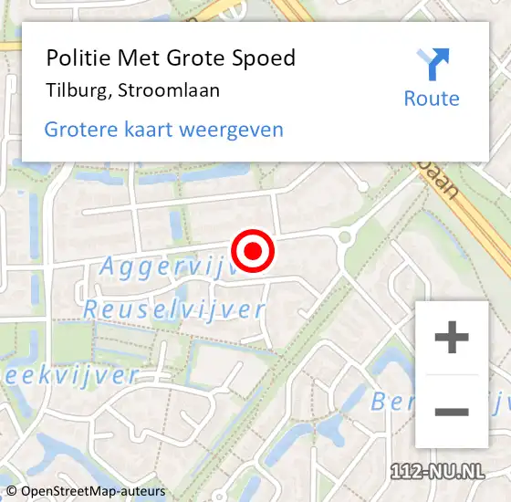 Locatie op kaart van de 112 melding: Politie Met Grote Spoed Naar Tilburg, Stroomlaan op 30 juni 2021 12:55