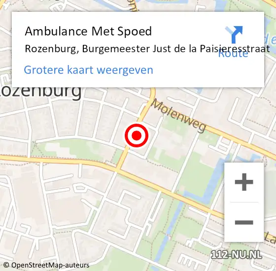 Locatie op kaart van de 112 melding: Ambulance Met Spoed Naar Rozenburg, Burgemeester Just de la Paisieresstraat op 30 juni 2021 13:52