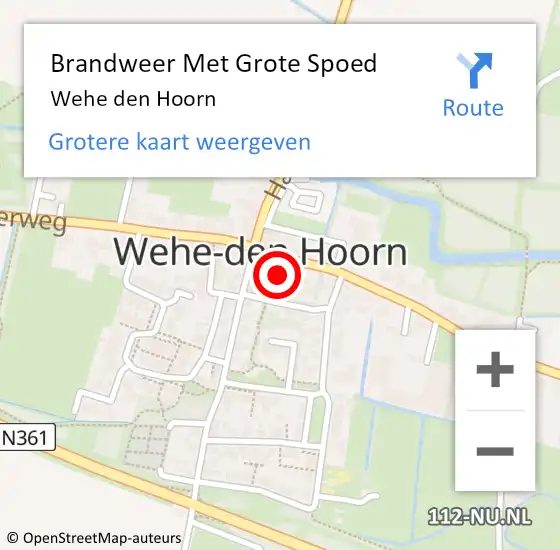 Locatie op kaart van de 112 melding: Brandweer Met Grote Spoed Naar Wehe den Hoorn op 30 juni 2021 13:59