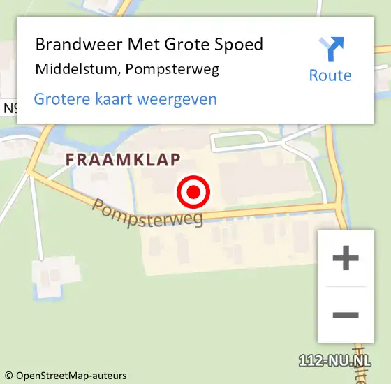 Locatie op kaart van de 112 melding: Brandweer Met Grote Spoed Naar Middelstum, Pompsterweg op 30 juni 2021 14:02