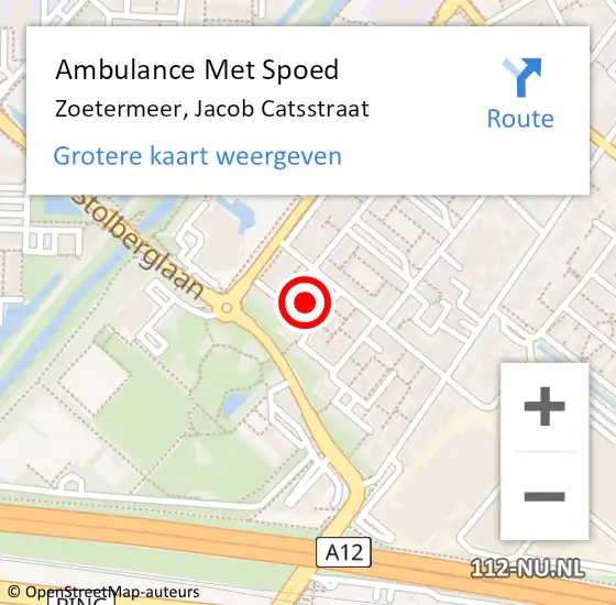 Locatie op kaart van de 112 melding: Ambulance Met Spoed Naar Zoetermeer, Jacob Catsstraat op 30 juni 2021 14:05