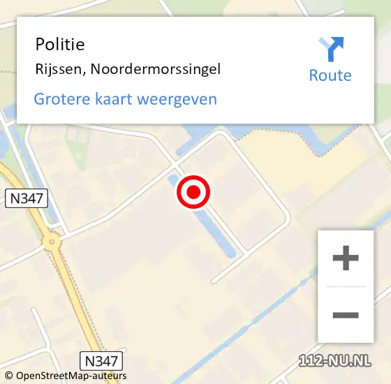 Locatie op kaart van de 112 melding: Politie Rijssen, Noordermorssingel op 30 juni 2021 14:11