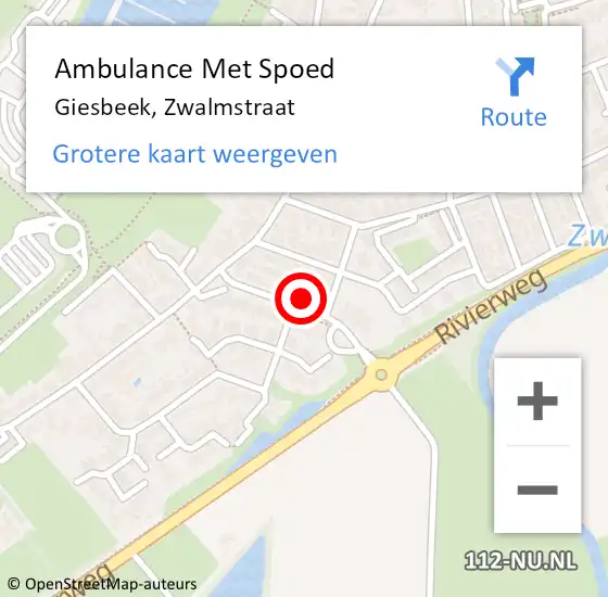 Locatie op kaart van de 112 melding: Ambulance Met Spoed Naar Giesbeek, Zwalmstraat op 30 juni 2021 14:19