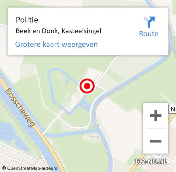 Locatie op kaart van de 112 melding: Politie Beek en Donk, Kasteelsingel op 30 juni 2021 14:29