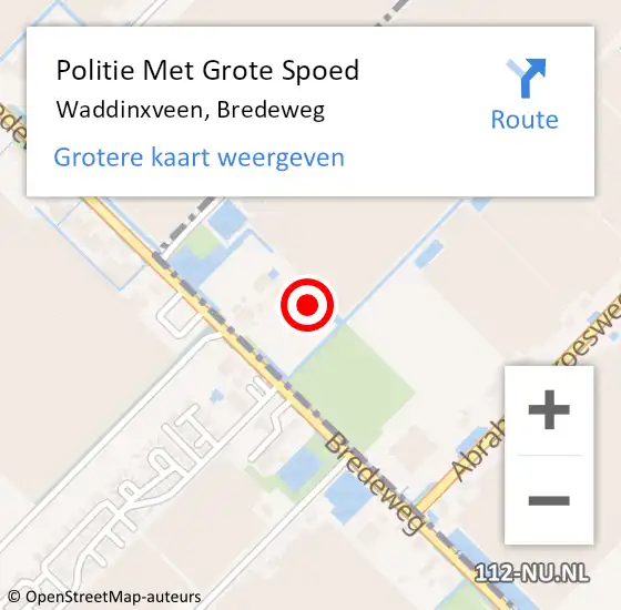 Locatie op kaart van de 112 melding: Politie Met Grote Spoed Naar Waddinxveen, Bredeweg op 30 juni 2021 14:29