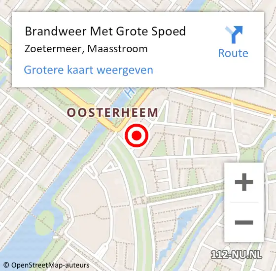 Locatie op kaart van de 112 melding: Brandweer Met Grote Spoed Naar Zoetermeer, Maasstroom op 30 juni 2021 15:01