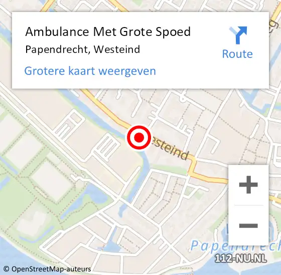 Locatie op kaart van de 112 melding: Ambulance Met Grote Spoed Naar Papendrecht, Westeind op 30 juni 2021 15:11