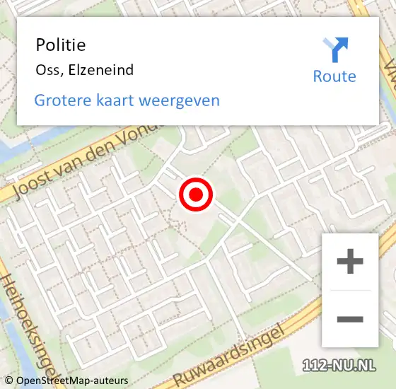 Locatie op kaart van de 112 melding: Politie Oss, Elzeneind op 30 juni 2021 15:21