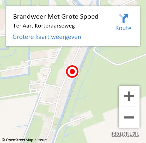 Locatie op kaart van de 112 melding: Brandweer Met Grote Spoed Naar Ter Aar, Korteraarseweg op 30 juni 2021 15:54