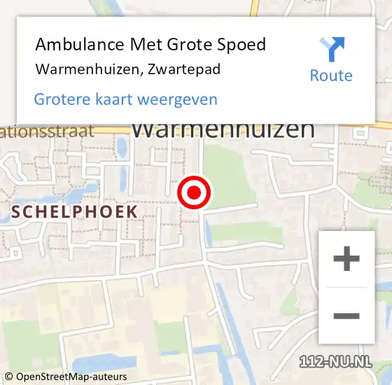 Locatie op kaart van de 112 melding: Ambulance Met Grote Spoed Naar Warmenhuizen, Zwartepad op 30 juni 2021 16:00