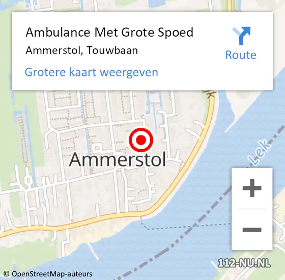 Locatie op kaart van de 112 melding: Ambulance Met Grote Spoed Naar Ammerstol, Touwbaan op 30 juni 2021 16:10