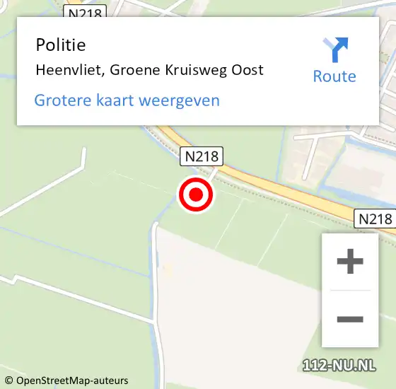 Locatie op kaart van de 112 melding: Politie Heenvliet, Groene Kruisweg Oost op 30 juni 2021 16:17