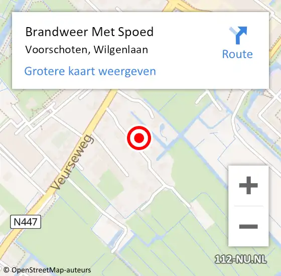 Locatie op kaart van de 112 melding: Brandweer Met Spoed Naar Voorschoten, Wilgenlaan op 30 juni 2021 16:28