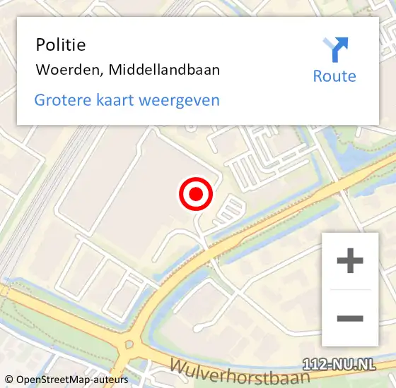 Locatie op kaart van de 112 melding: Politie Woerden, Middellandbaan op 30 juni 2021 16:52