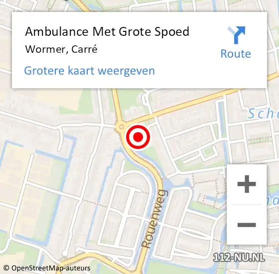 Locatie op kaart van de 112 melding: Ambulance Met Grote Spoed Naar Wormer, Carré op 30 juni 2021 16:53