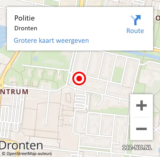 Locatie op kaart van de 112 melding: Politie Dronten op 30 juni 2021 16:58