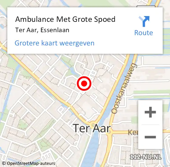 Locatie op kaart van de 112 melding: Ambulance Met Grote Spoed Naar Ter Aar, Essenlaan op 30 juni 2021 16:59