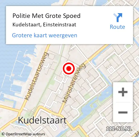 Locatie op kaart van de 112 melding: Politie Met Grote Spoed Naar Kudelstaart, Einsteinstraat op 30 juni 2021 17:06