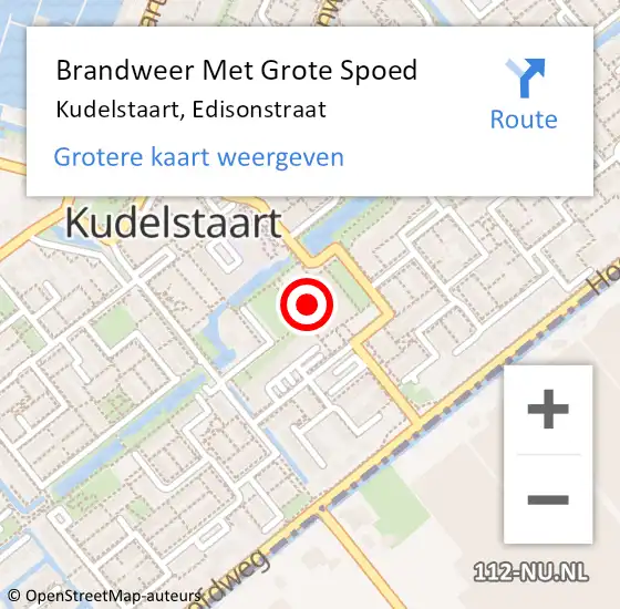 Locatie op kaart van de 112 melding: Brandweer Met Grote Spoed Naar Kudelstaart, Edisonstraat op 30 juni 2021 17:10