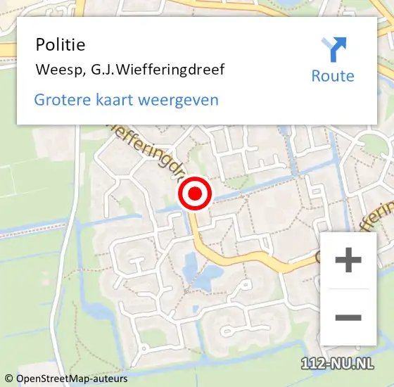 Locatie op kaart van de 112 melding: Politie Weesp, G.J.Wiefferingdreef op 30 juni 2021 17:26