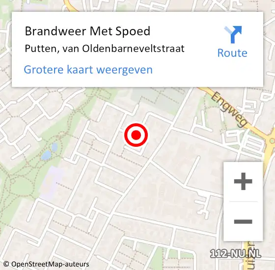 Locatie op kaart van de 112 melding: Brandweer Met Spoed Naar Putten, van Oldenbarneveltstraat op 30 juni 2021 17:33