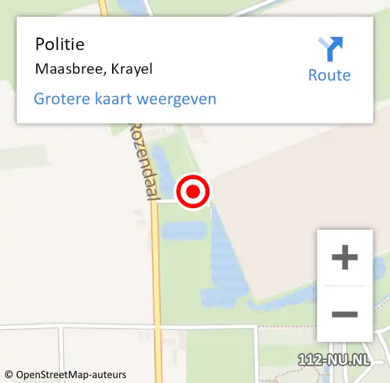 Locatie op kaart van de 112 melding: Politie Maasbree, Krayel op 30 juni 2021 17:44
