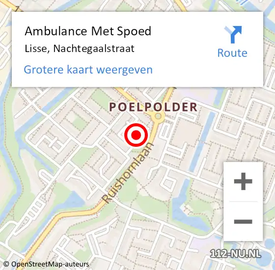 Locatie op kaart van de 112 melding: Ambulance Met Spoed Naar Lisse, Nachtegaalstraat op 30 juni 2021 17:51